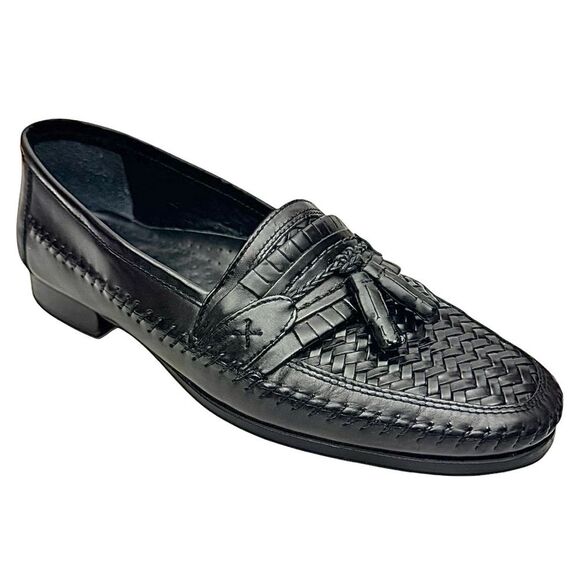 STACY ADAMS Black Leather Men\'s Loafers Shoes Size 10.5 slip on 25349 Pre-Owned main image 5